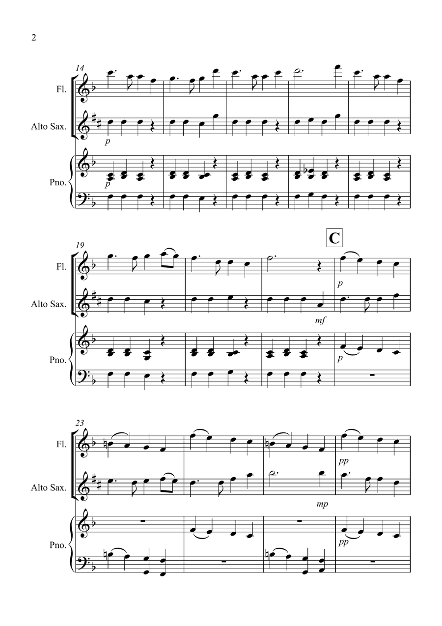 Auld Lang Syne for Flute and Alto Saxophone Duet Woodwind Duet scores gallery preview page 2