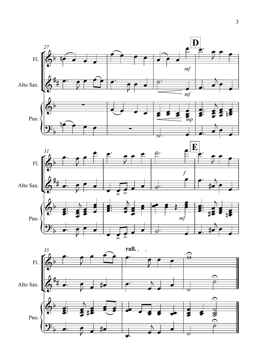 Auld Lang Syne for Flute and Alto Saxophone Duet Woodwind Duet scores gallery preview page 3