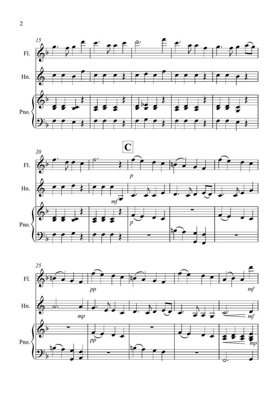 Auld Lang Syne for Flute and Horn Duet Woodwind Duet scores gallery preview page 2