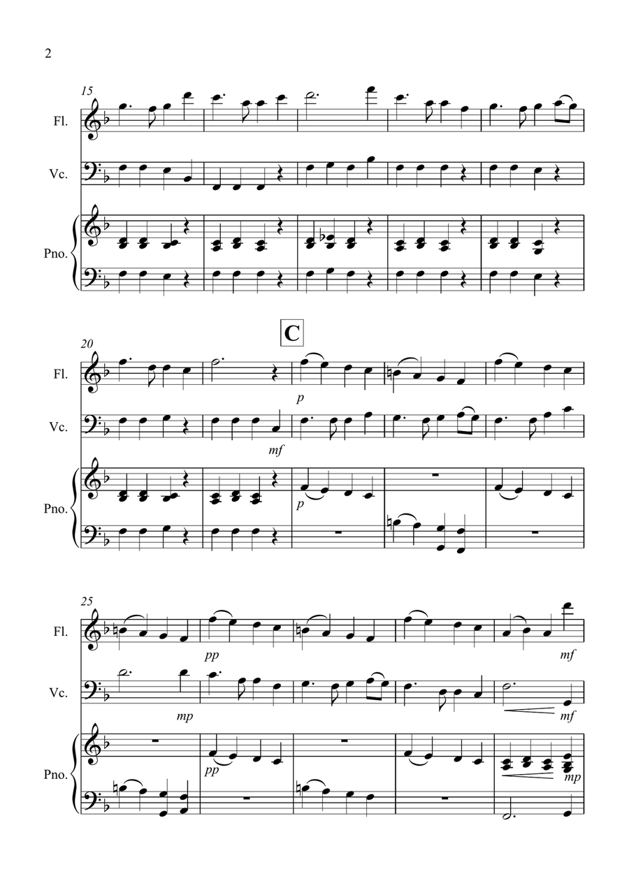Auld Lang Syne for Flute and Cello Duet Flute scores gallery preview page 2