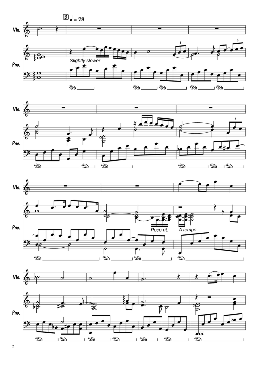In the bleak midwinter (Darke) for violin and piano Violin Solo scores gallery preview page 2