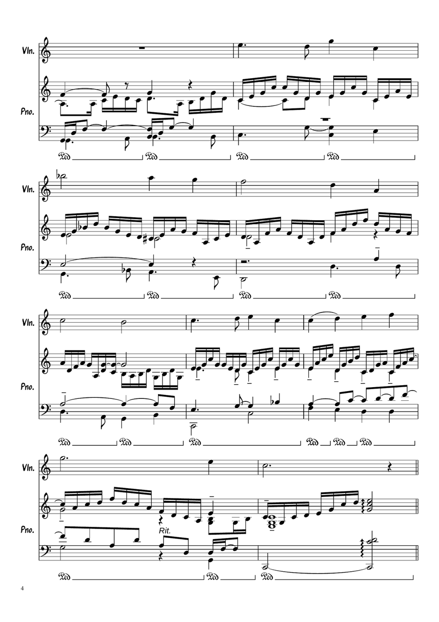 In the bleak midwinter (Darke) for violin and piano Violin Solo scores gallery preview page 4