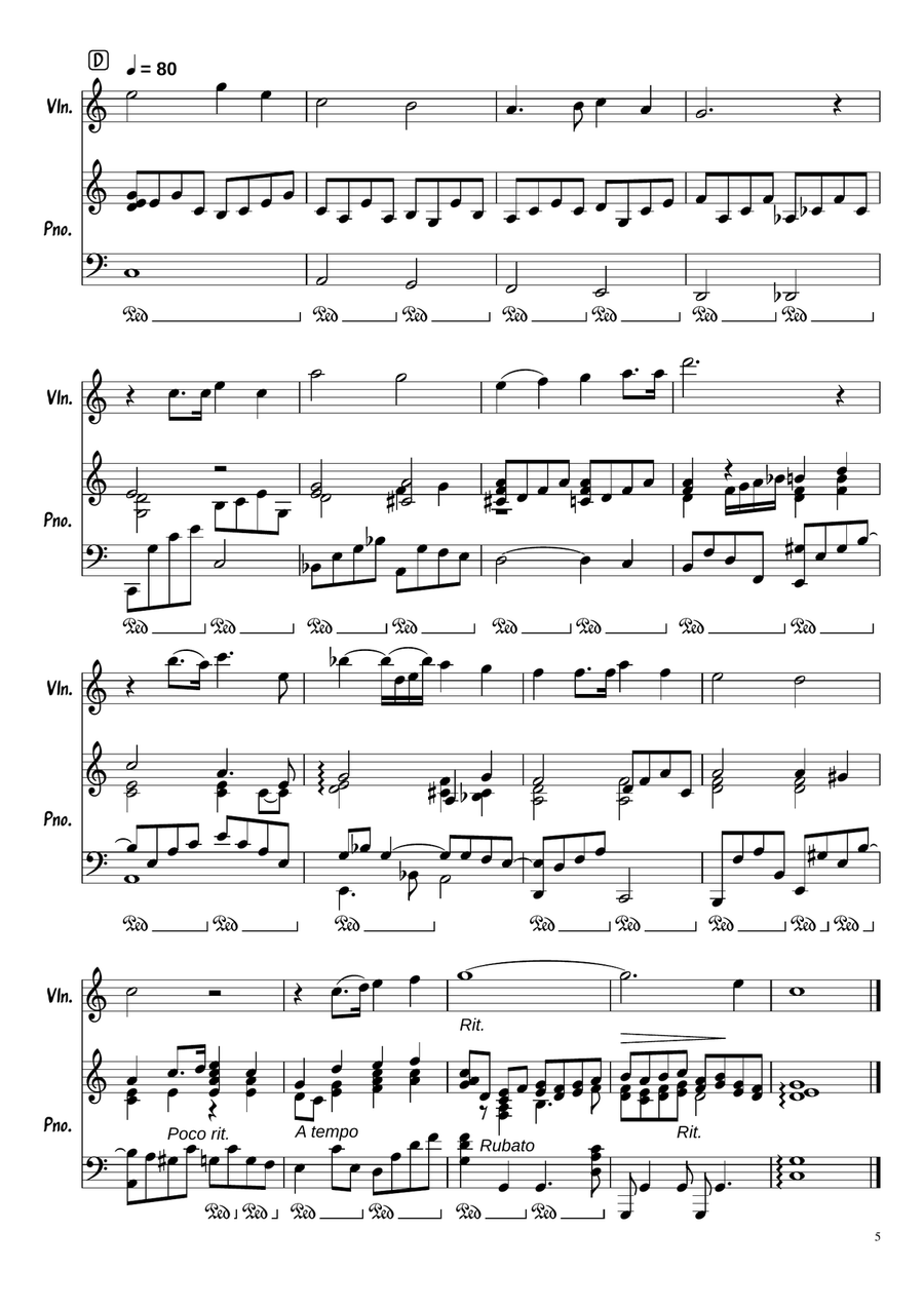 In the bleak midwinter (Darke) for violin and piano Violin Solo scores gallery preview page 5