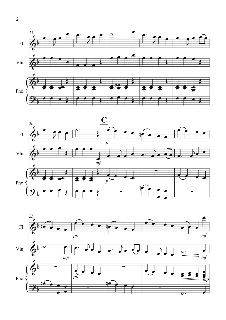 Auld Lang Syne for Flute and Violin Duet Flute scores gallery preview page 2