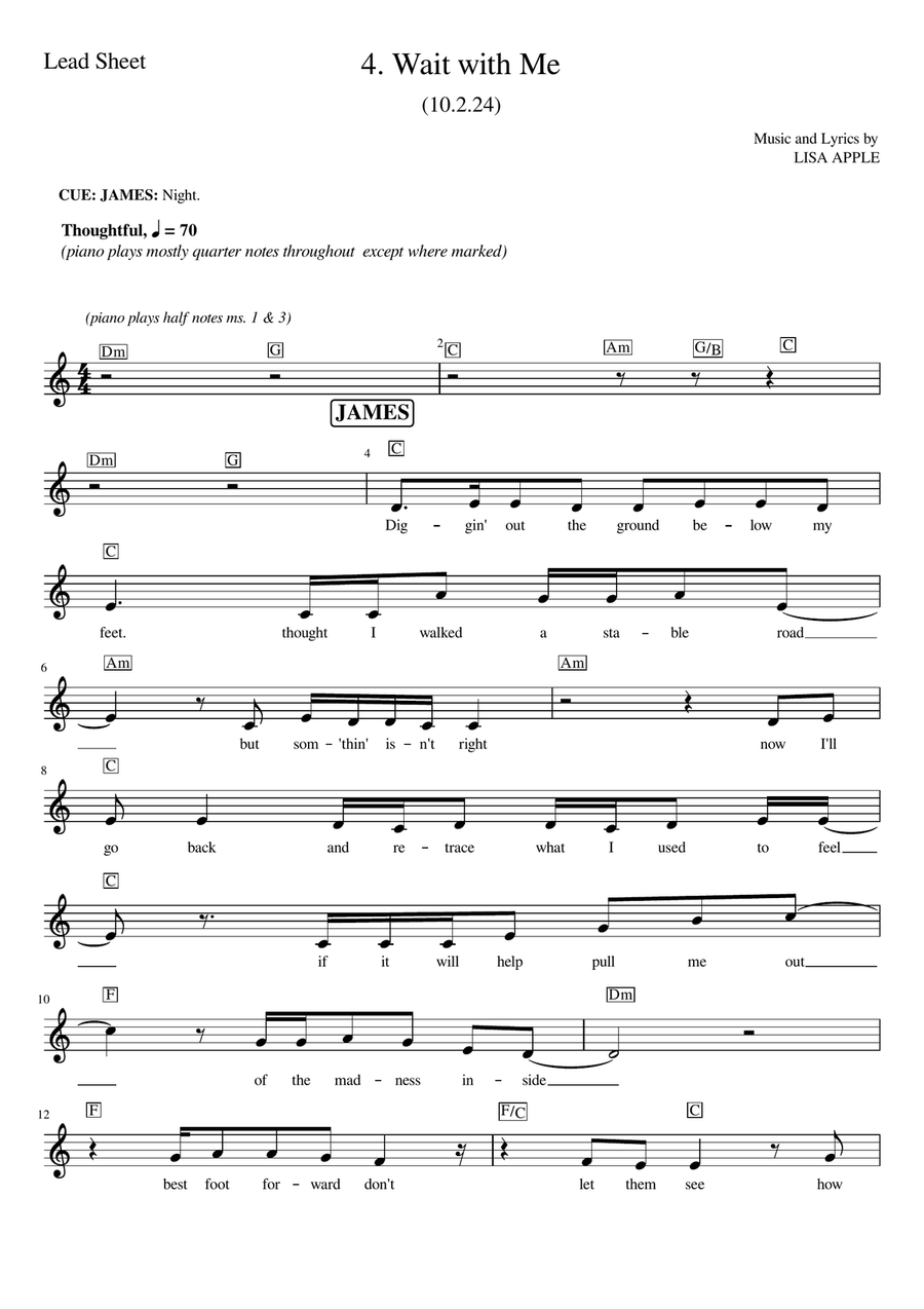 Wait with Me Piano, Vocal scores gallery preview page 1