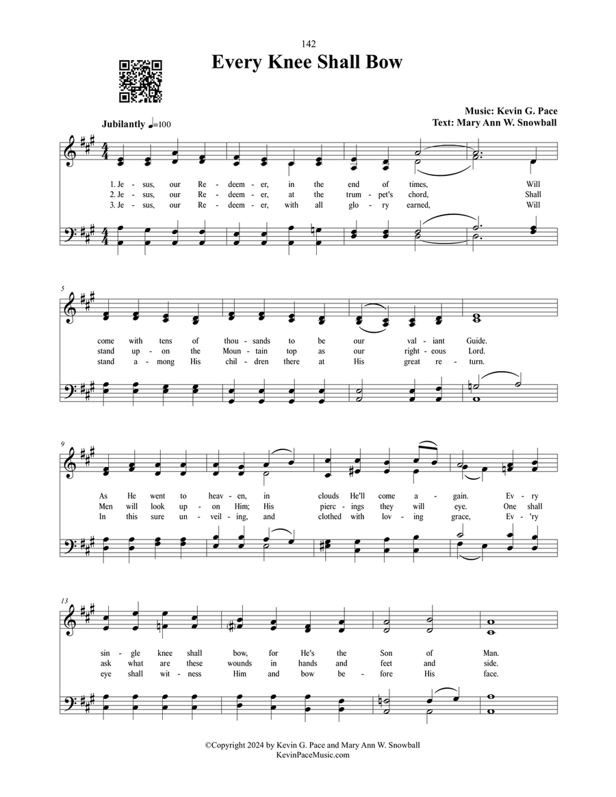 Every Knee Shall Bow, a sacred hymn 4-Part scores gallery preview page 2