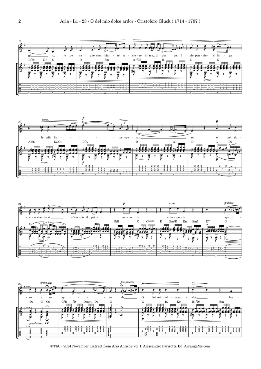 O del mio dolce dolor ( Extract from Aria Antiche Vol.1 ) Acoustic Guitar scores gallery preview page 2