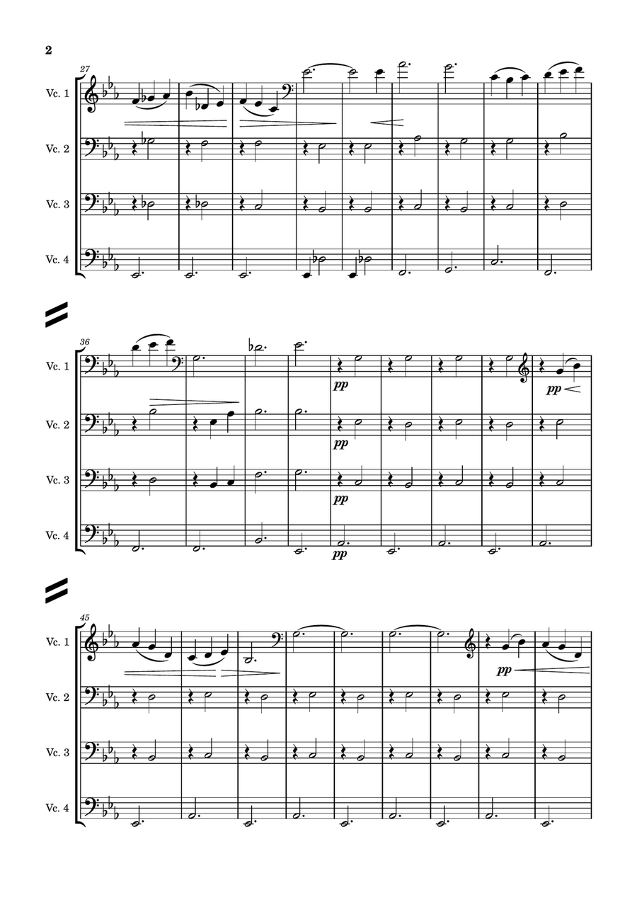 Gymnopédie No. 1 String Quartet scores gallery preview page 2