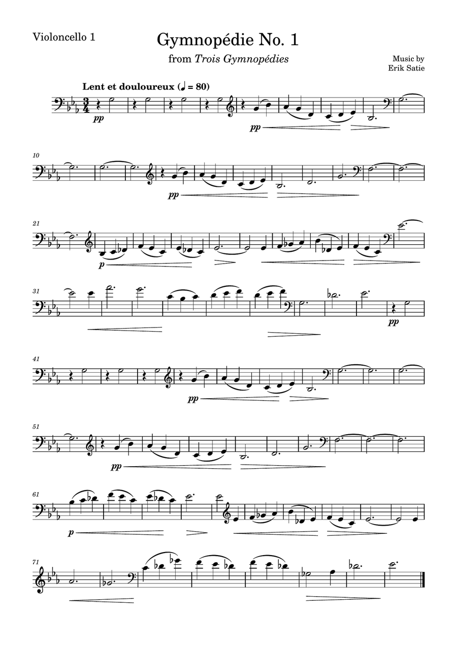 Gymnopédie No. 1 String Quartet scores gallery preview page 4
