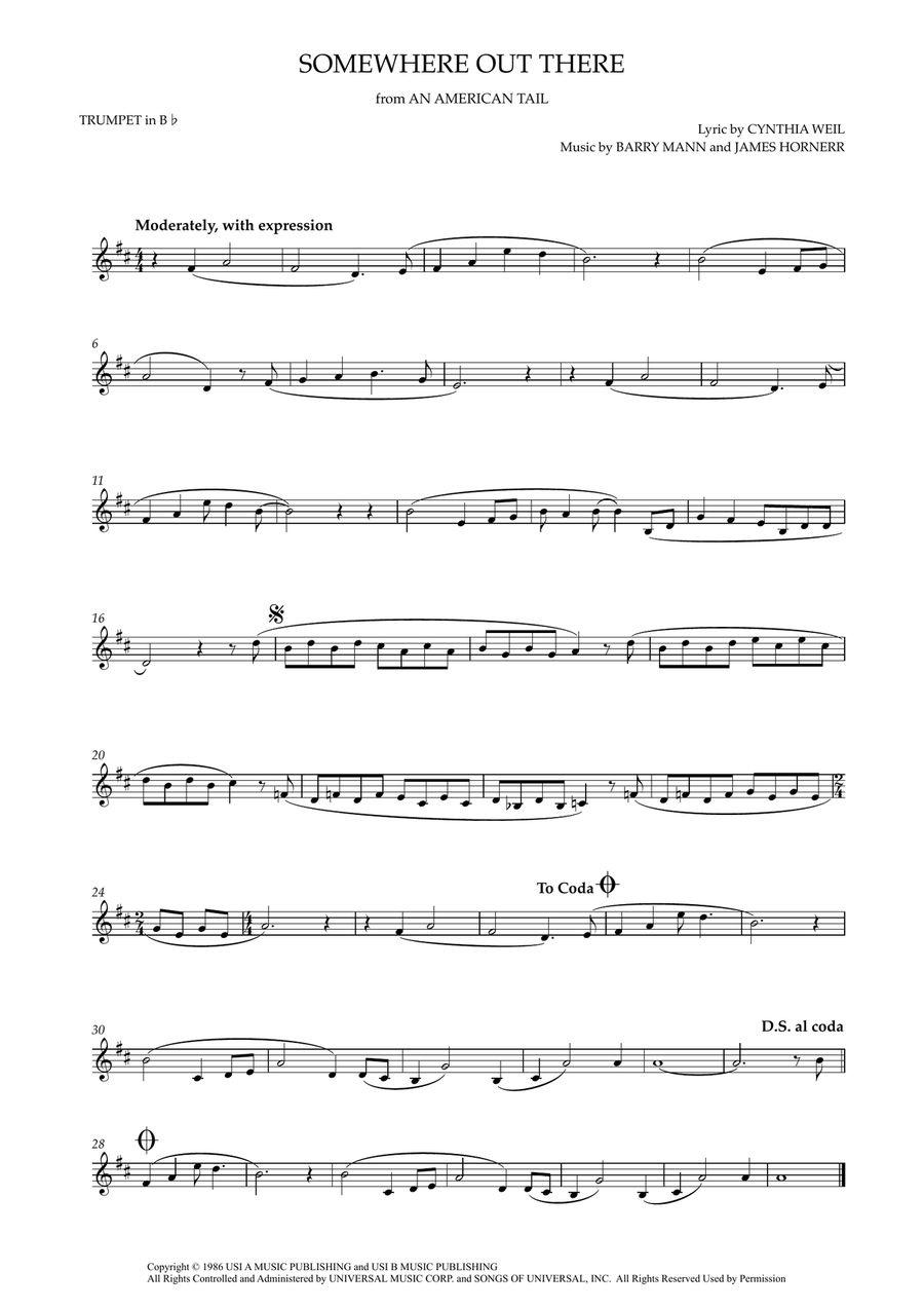 Somewhere Out There Somewhere Out There C Trumpet scores gallery preview page 1