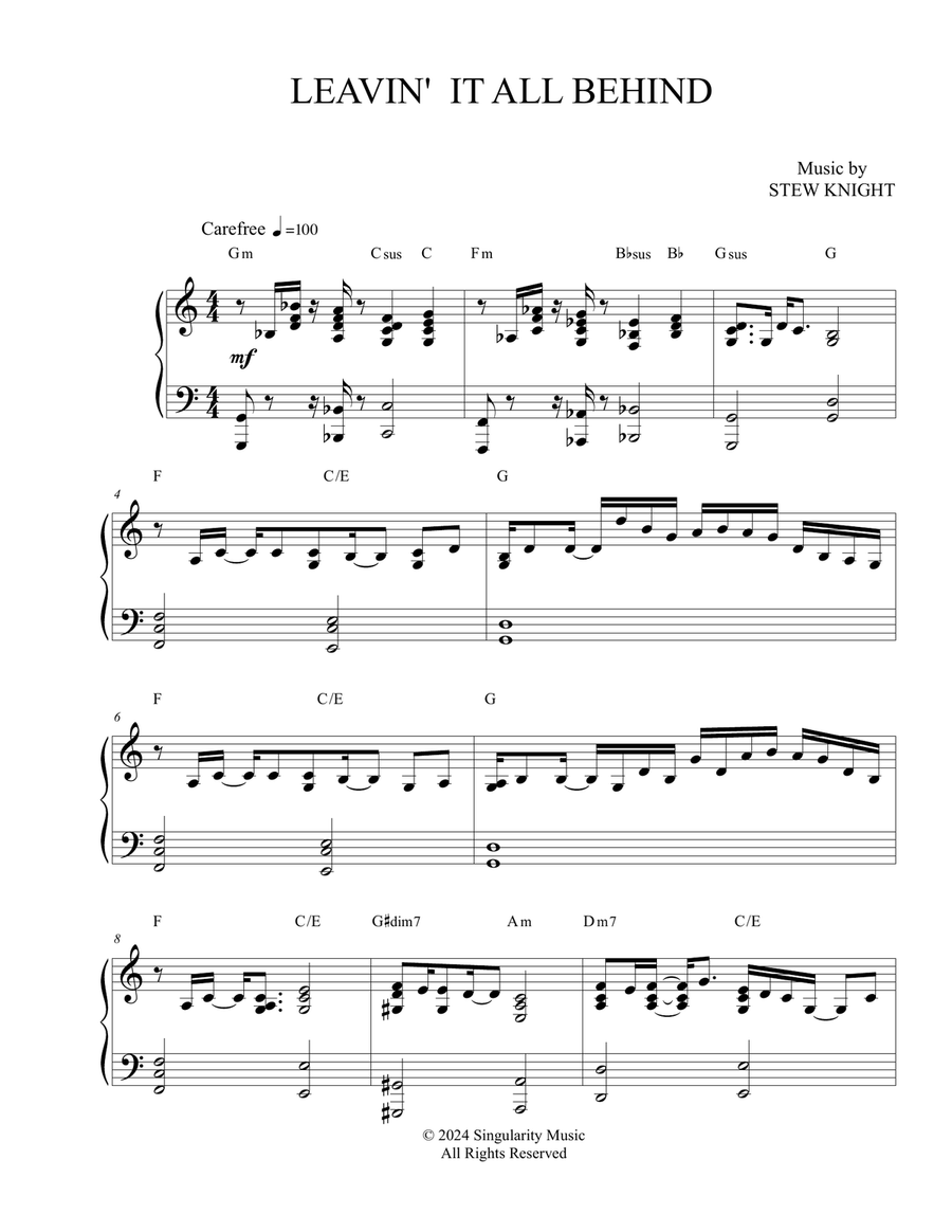 Leavin' it all Behind Leavin' it all Behind Piano Solo scores gallery preview page 1