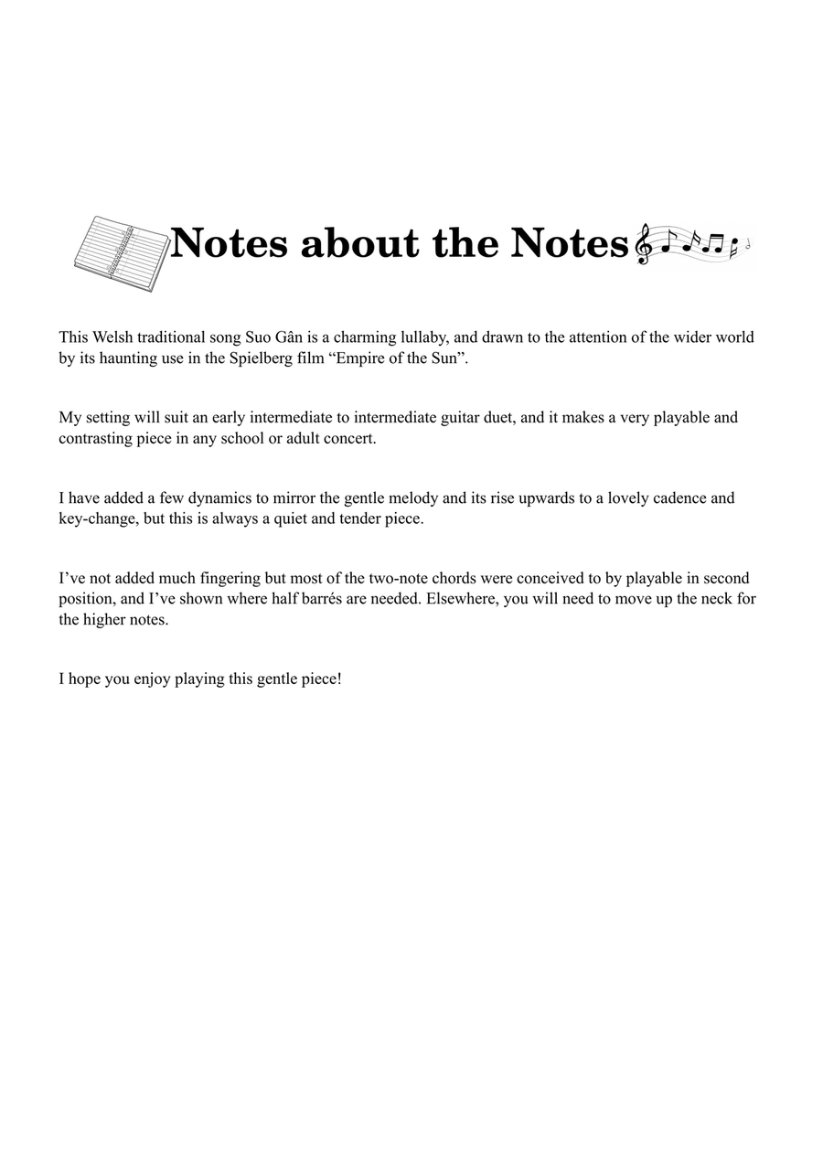 Suo Gân - Welsh Lullaby for guitar duet Acoustic Guitar scores gallery preview page 3