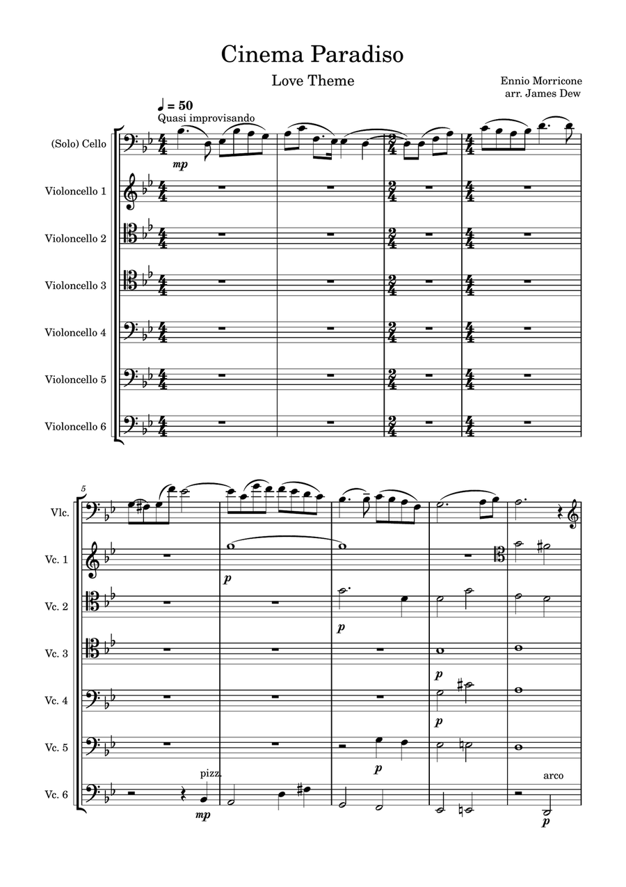 Love Theme (Tema D'amore) Cello scores gallery preview page 1
