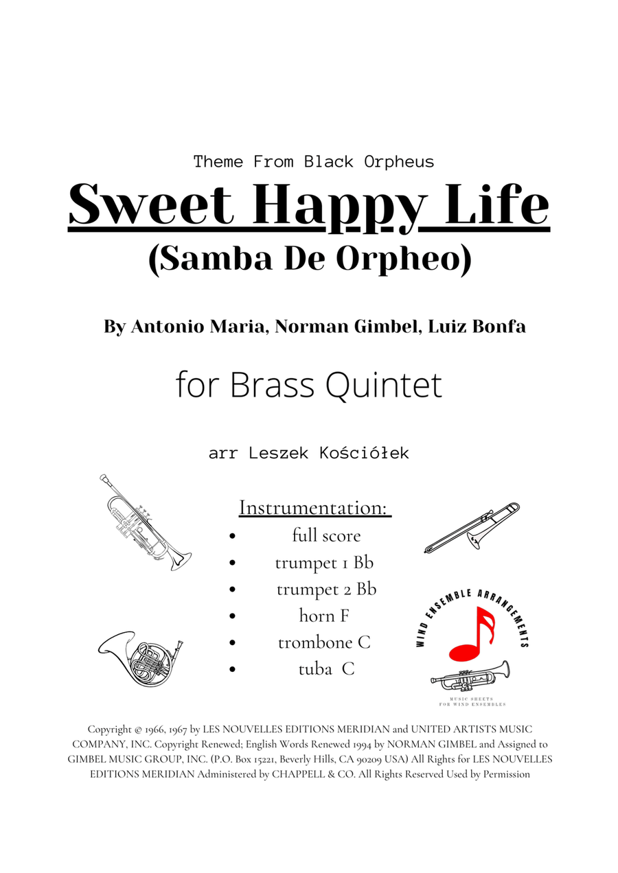 Sweet Happy Life (Samba De Orpheo) Brass Quintet scores gallery preview page 2
