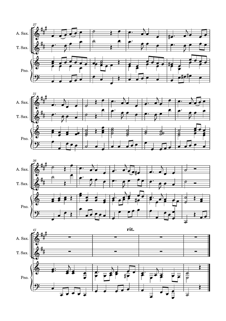 Auld Lang Syne - Alto and Tenor Saxophones with Piano accompaniment Woodwind Duet scores gallery preview page 4