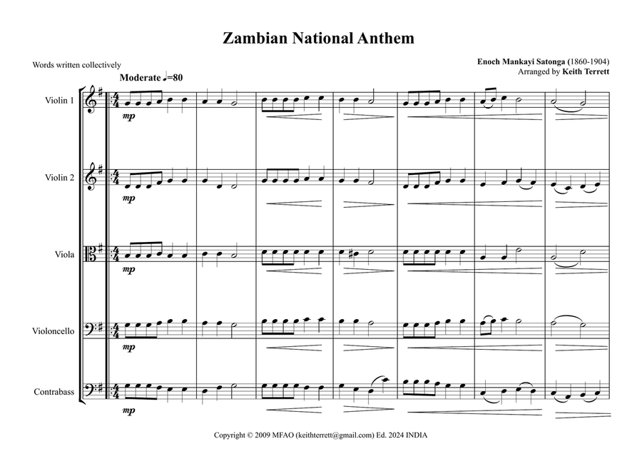 Zambian National Anthem for String Orchestra String Orchestra scores gallery preview page 2