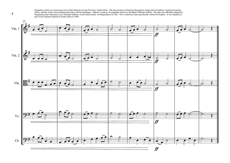 Zambian National Anthem for String Orchestra String Orchestra scores gallery preview page 4