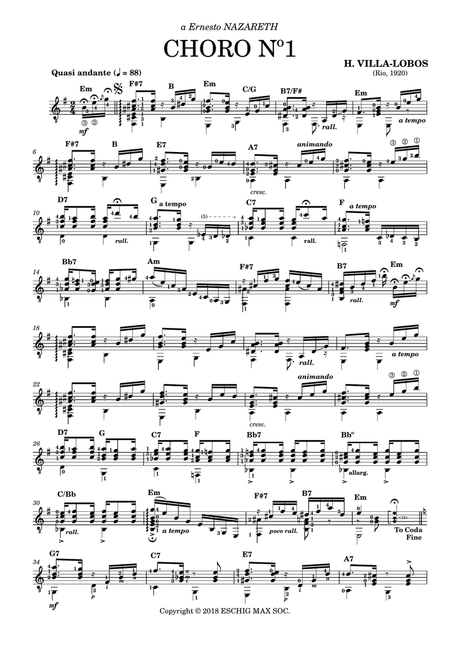 Choros No 1 Acoustic Guitar scores gallery preview page 1