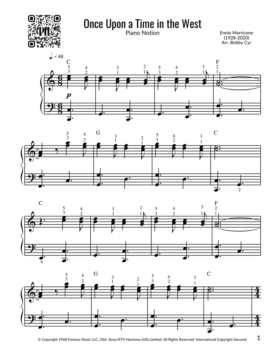 Once Upon A Time In The West Easy Piano scores gallery preview page 1