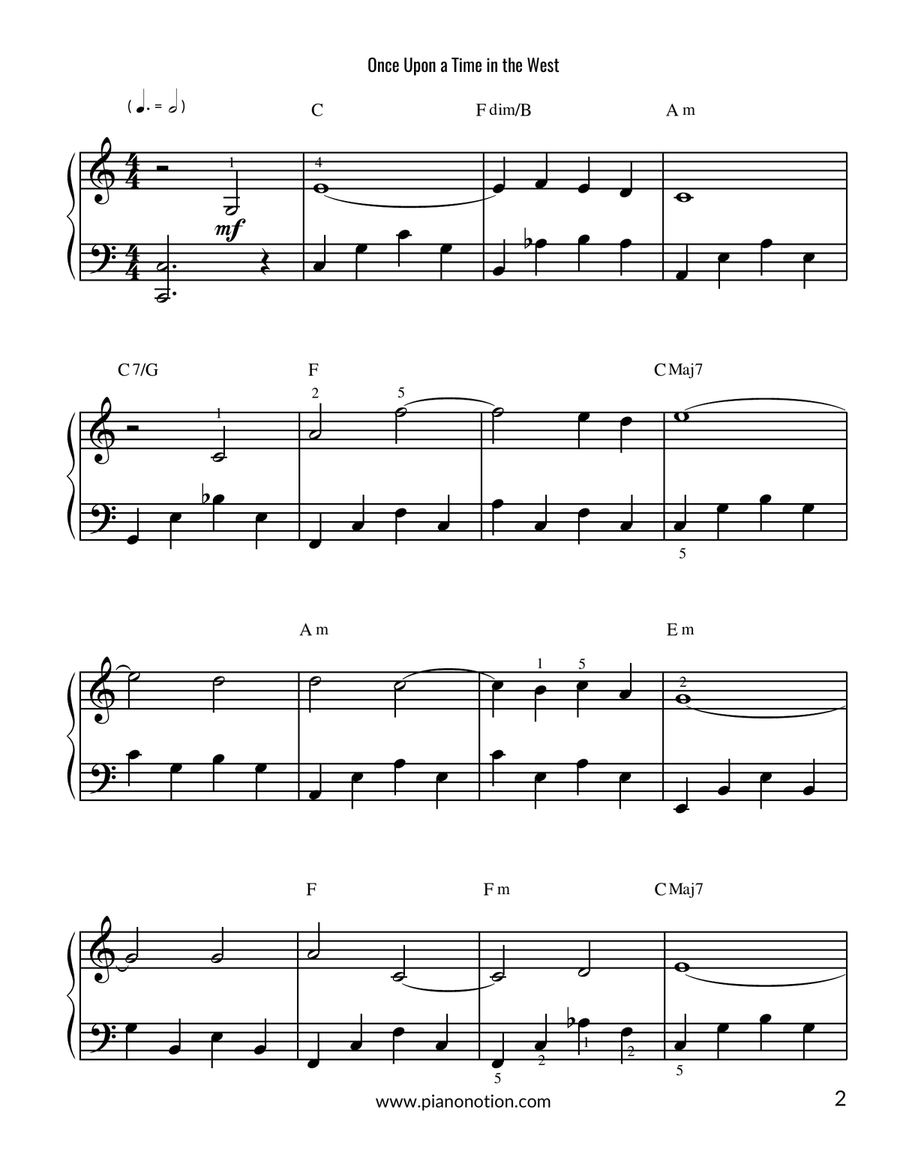 Once Upon A Time In The West Easy Piano scores gallery preview page 2