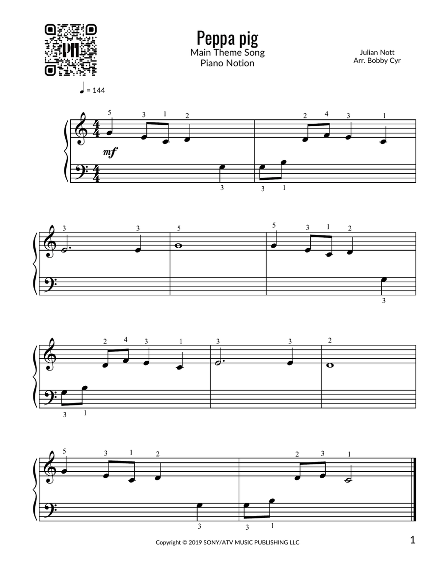 Peppa Pig Peppa Pig Easy Piano scores gallery preview page 1