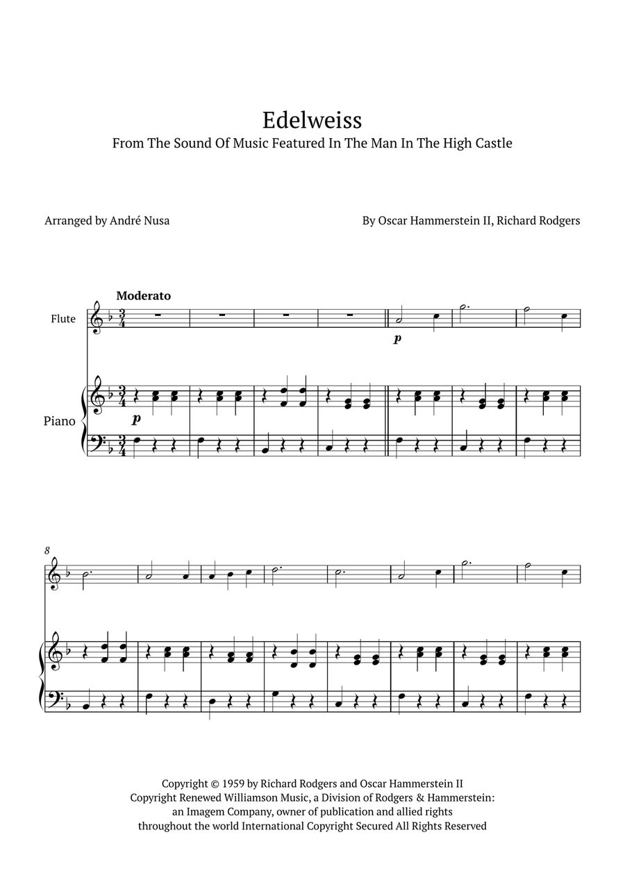 Edelweiss Flute Solo scores gallery preview page 1