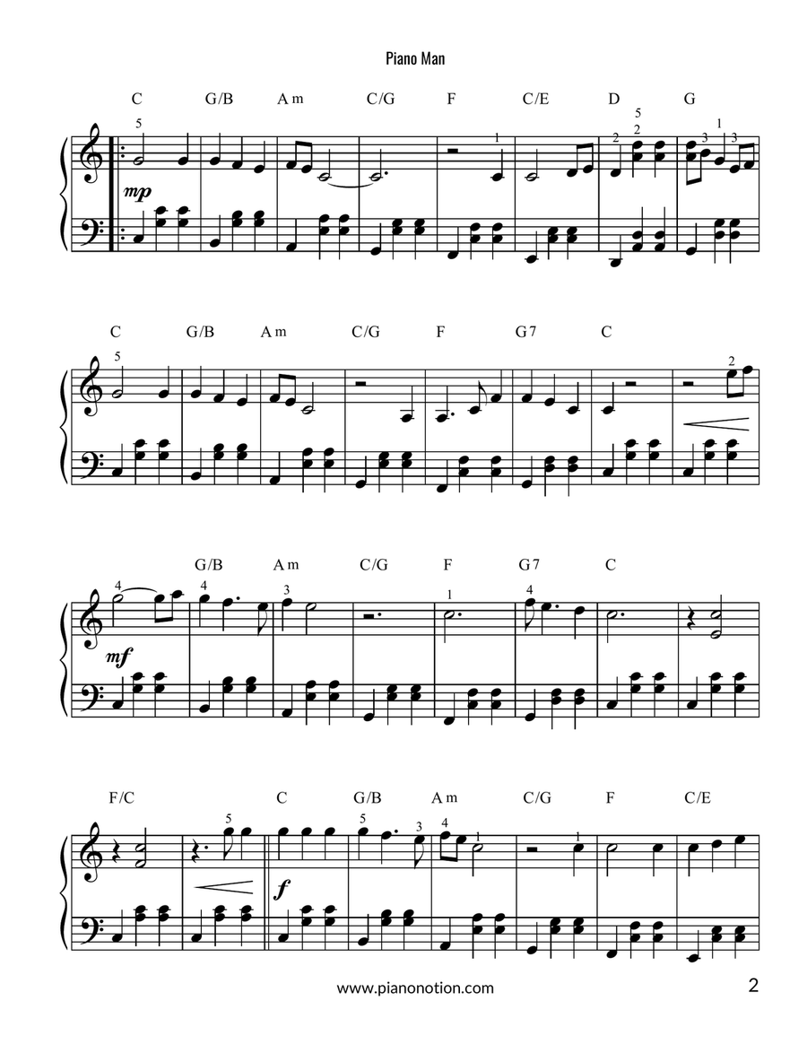 Piano Man Piano Man Easy Piano scores gallery preview page 2