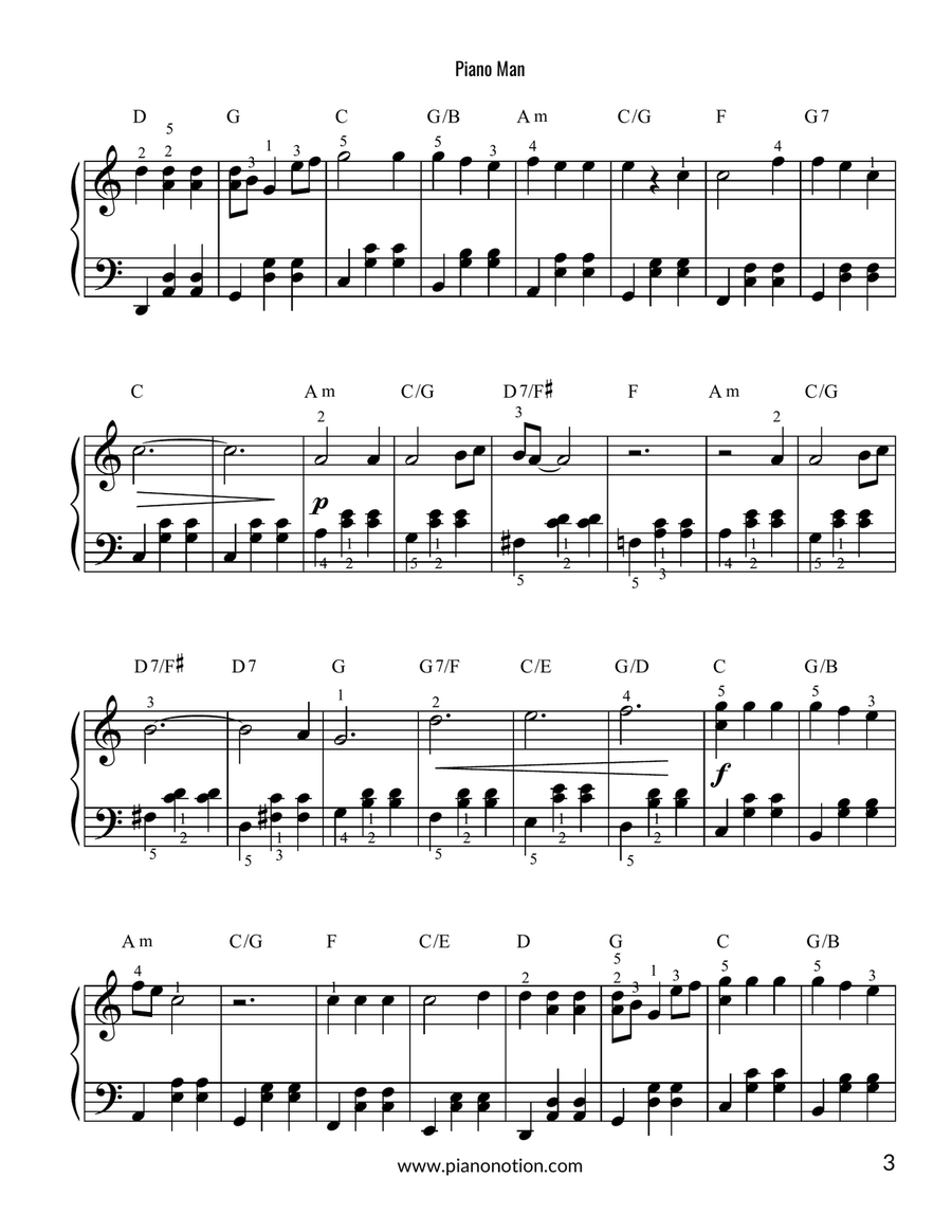 Piano Man Piano Man Easy Piano scores gallery preview page 3