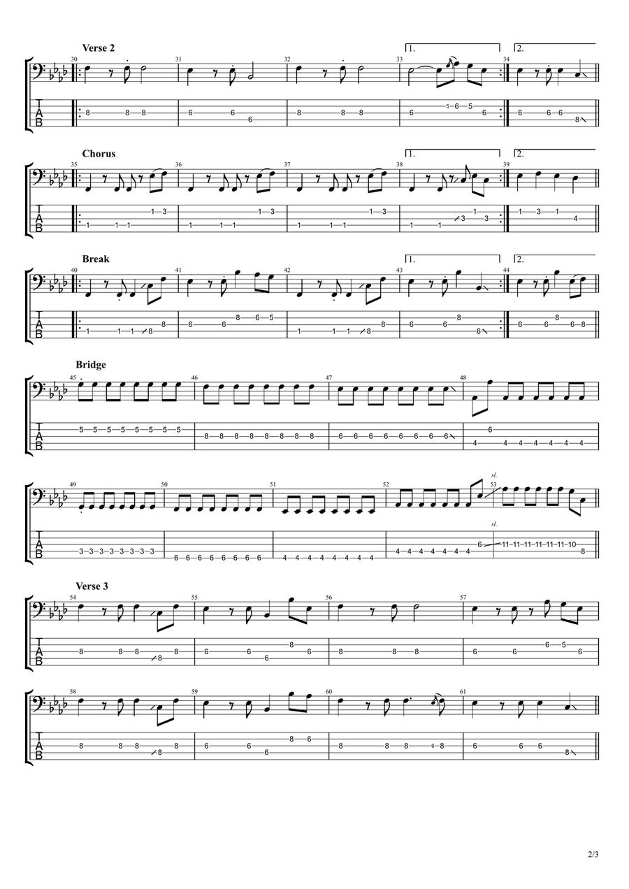 Another Day In Paradise Another Day In Paradise Bass Guitar Tablature scores gallery preview page 2