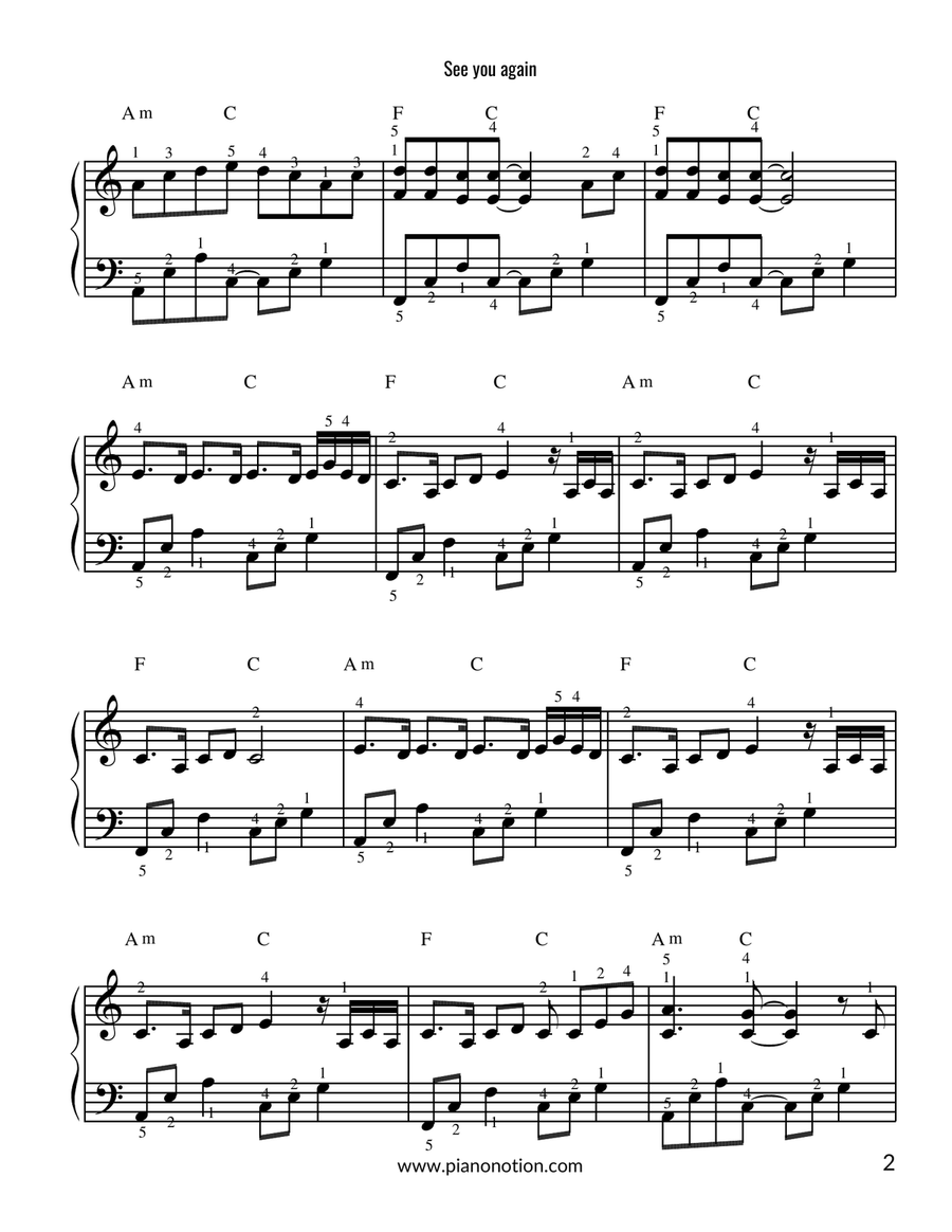 See You Again See You Again Easy Piano scores gallery preview page 2