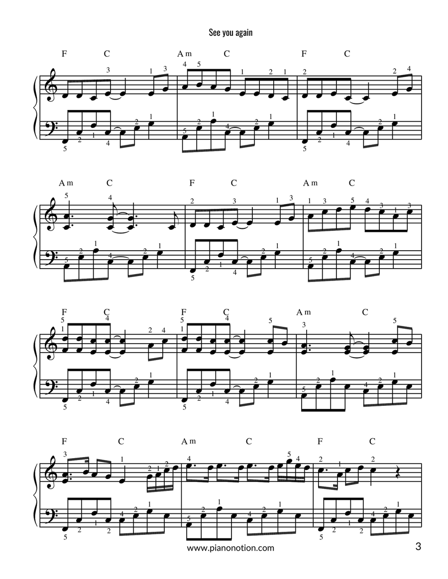 See You Again See You Again Easy Piano scores gallery preview page 3