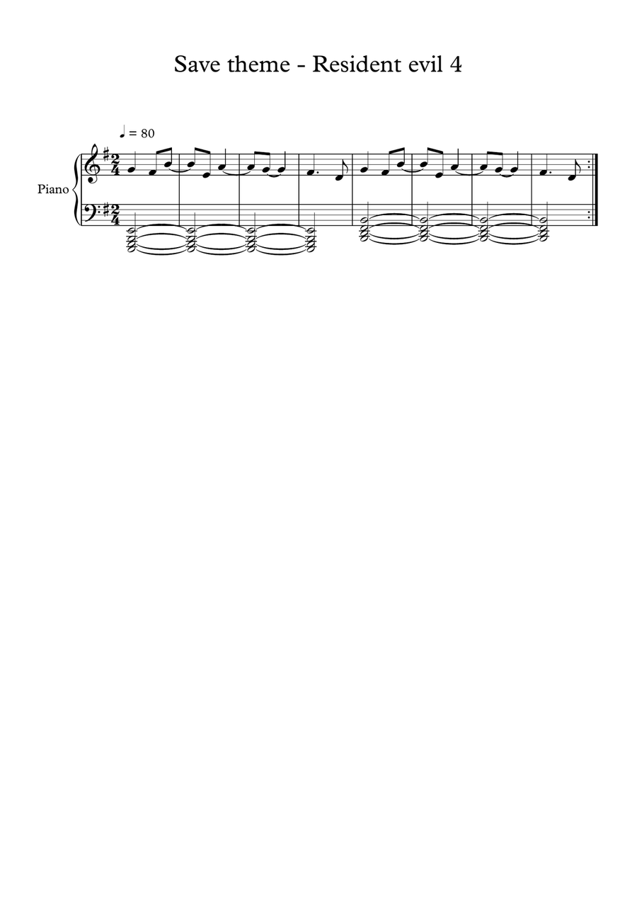 Resident evil - save room theme Easy Piano scores gallery preview page 1