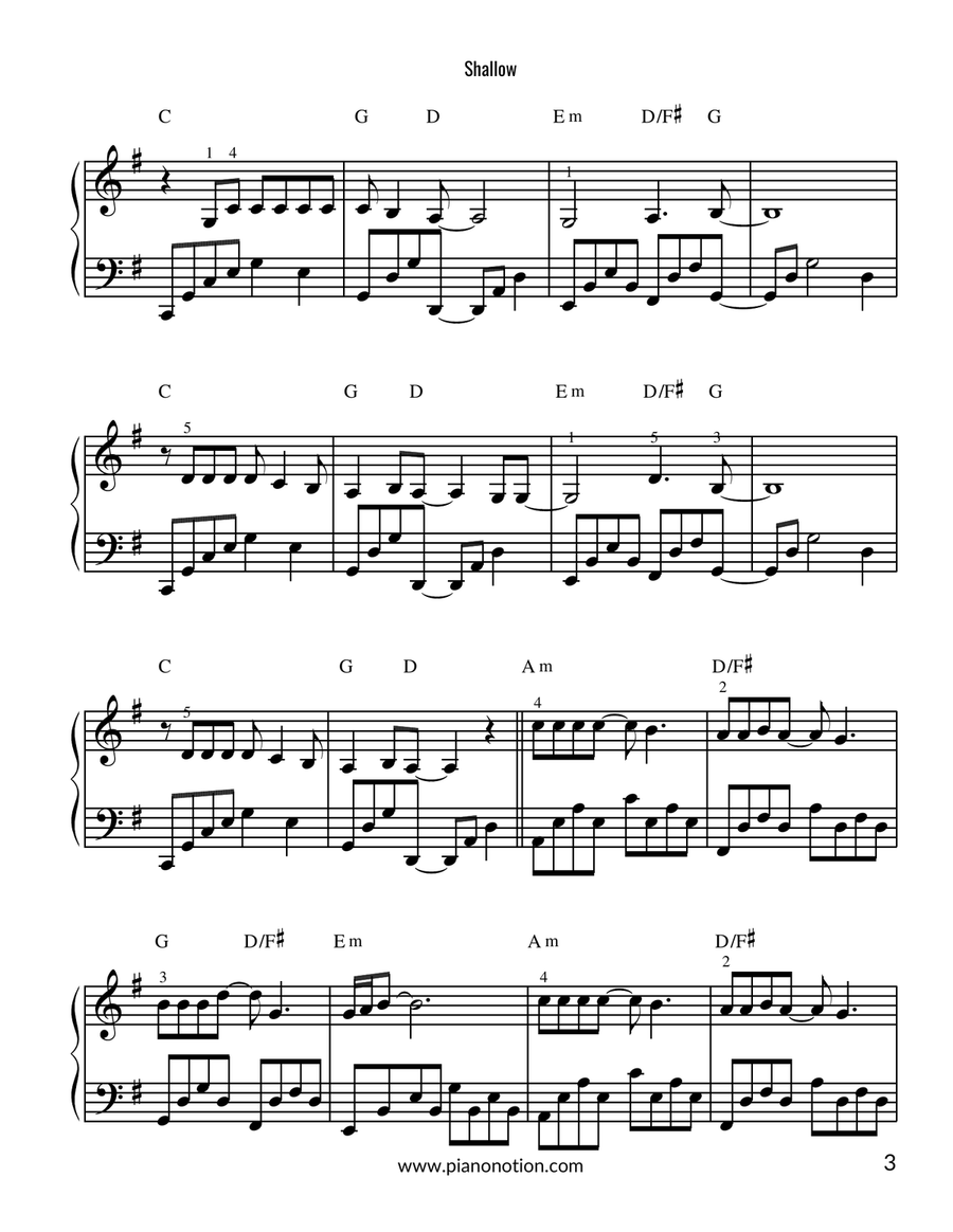 Shallow Shallow Easy Piano scores gallery preview page 3