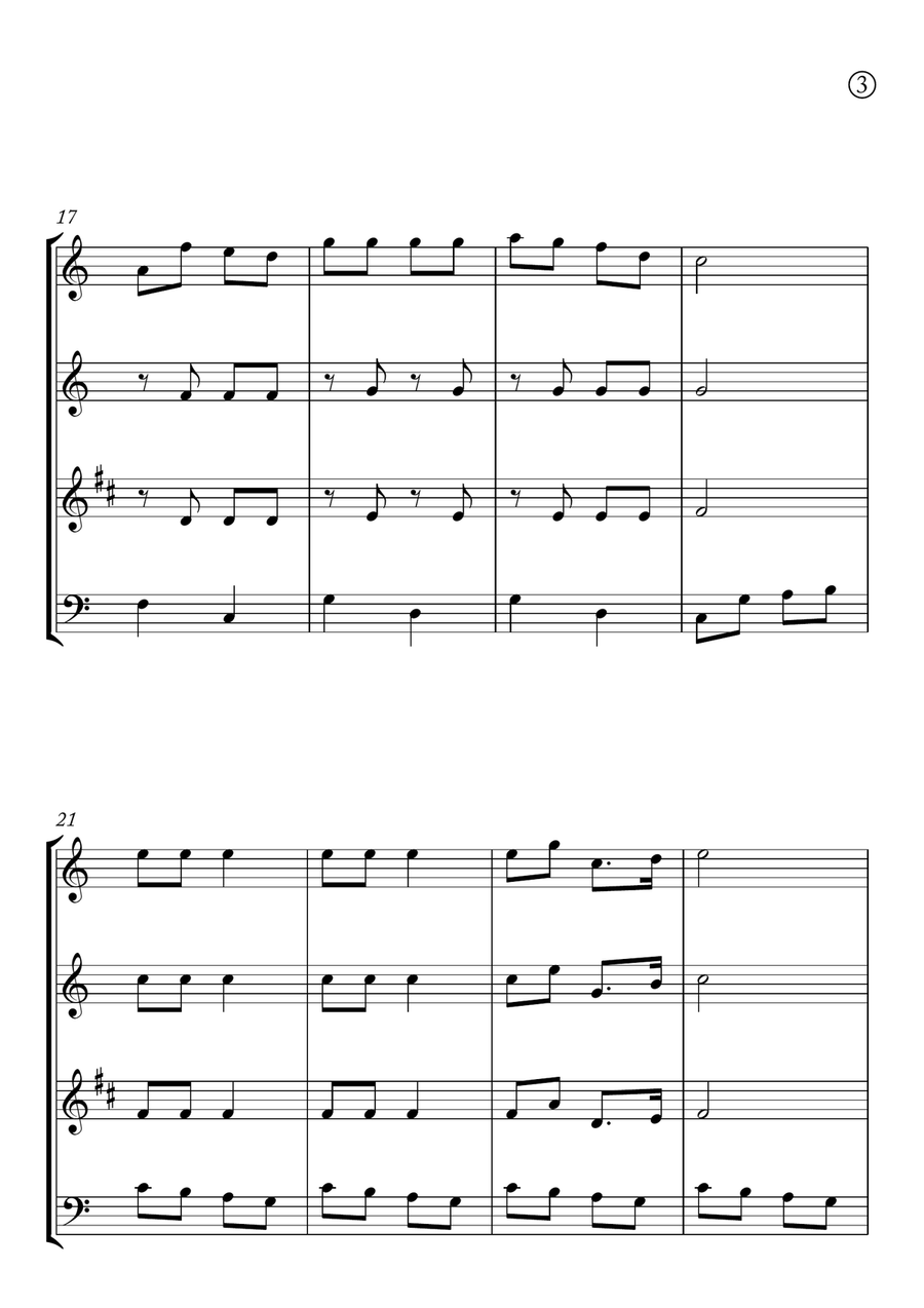 Jingle Bells Woodwind Quartet scores gallery preview page 3