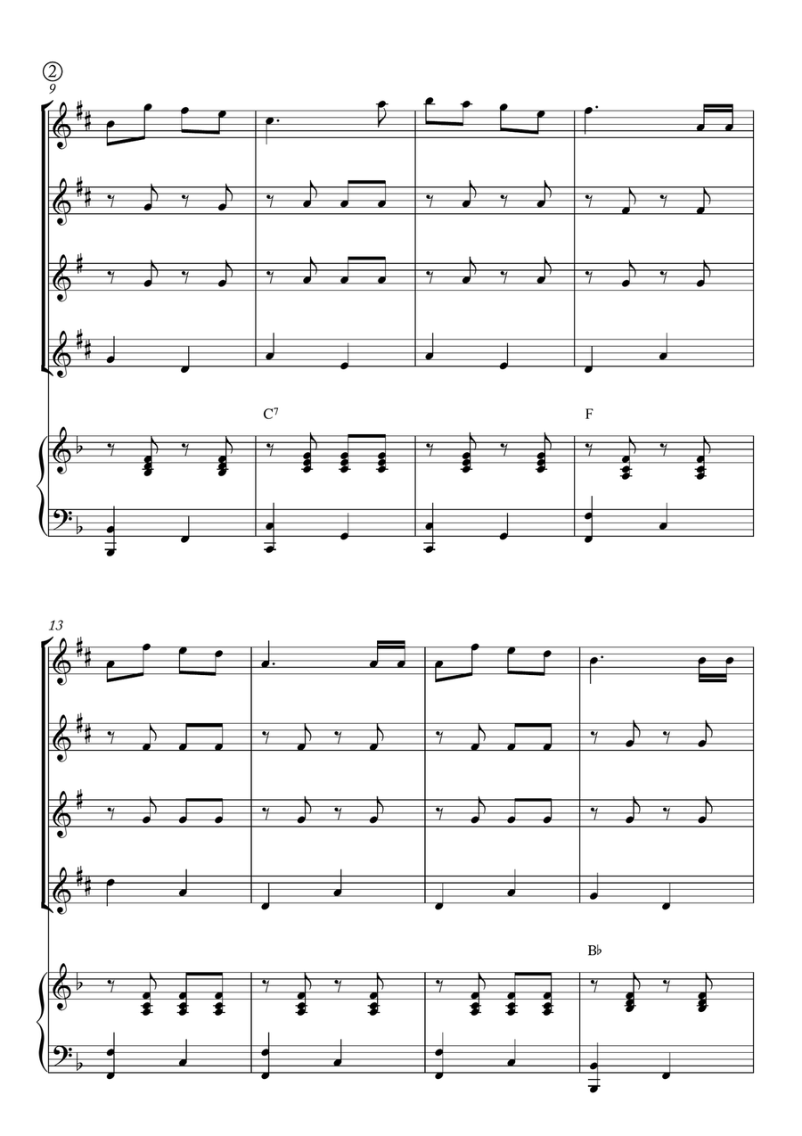 Jingle Bells Saxophone Quartet scores gallery preview page 2
