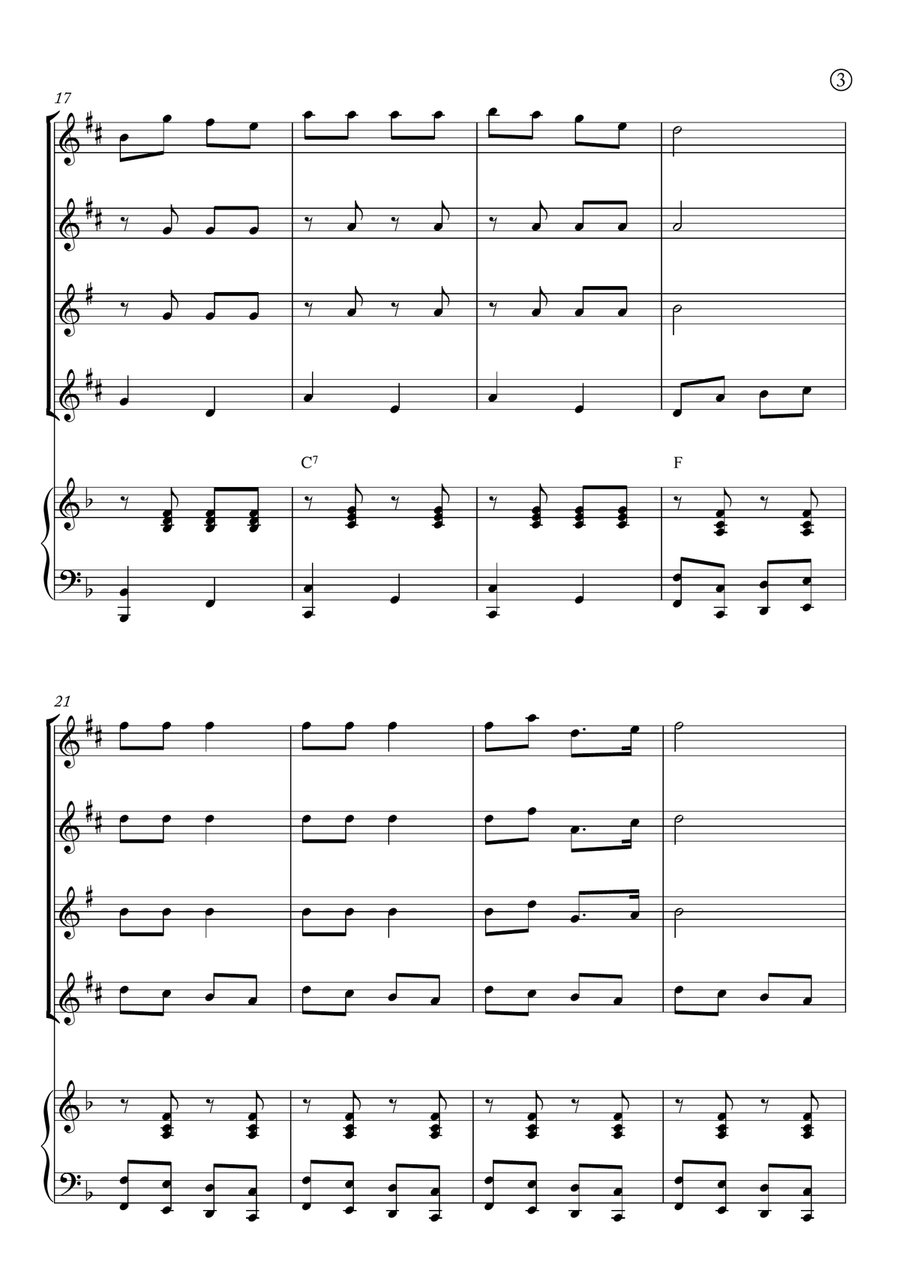 Jingle Bells Saxophone Quartet scores gallery preview page 3