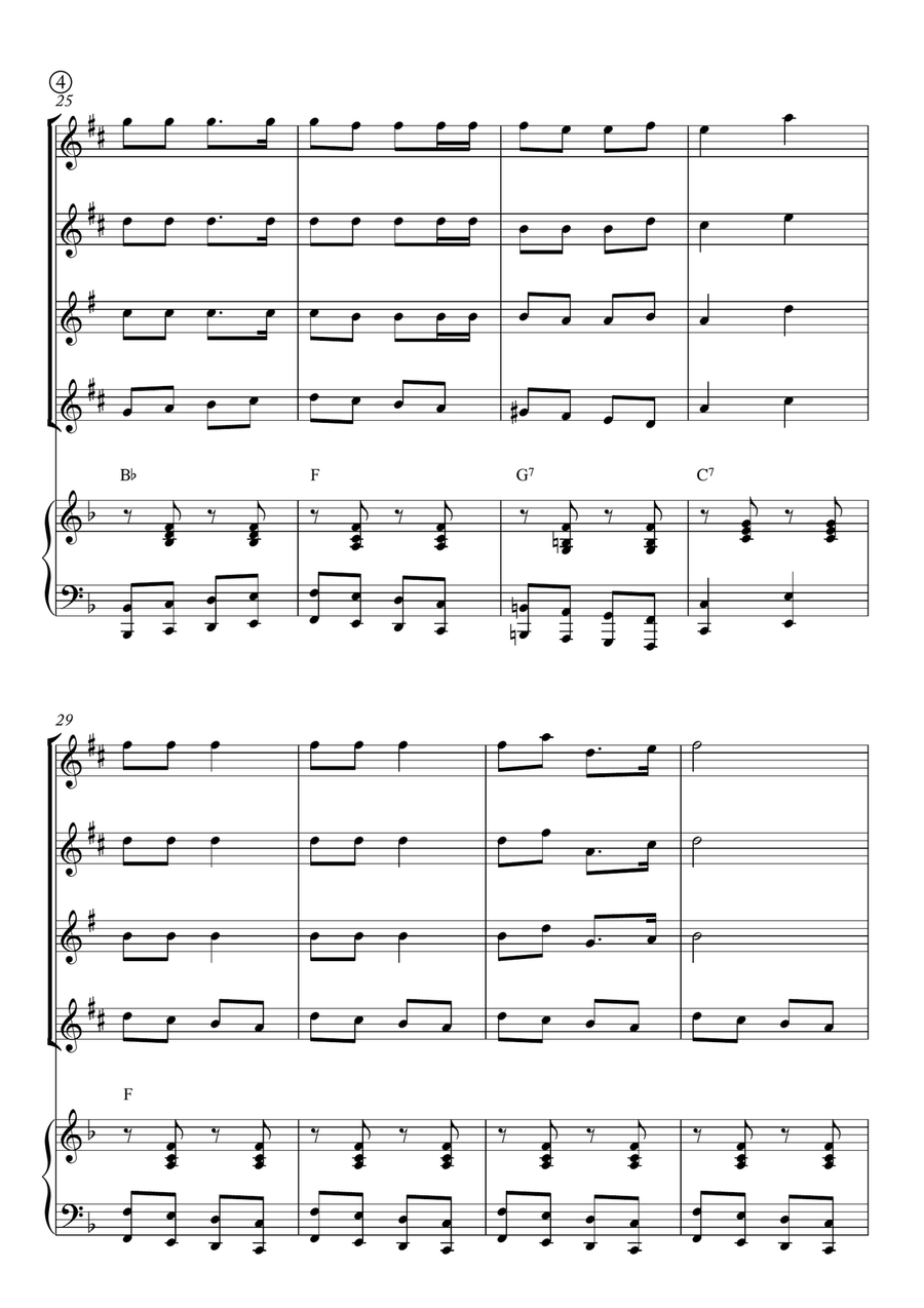 Jingle Bells Saxophone Quartet scores gallery preview page 4