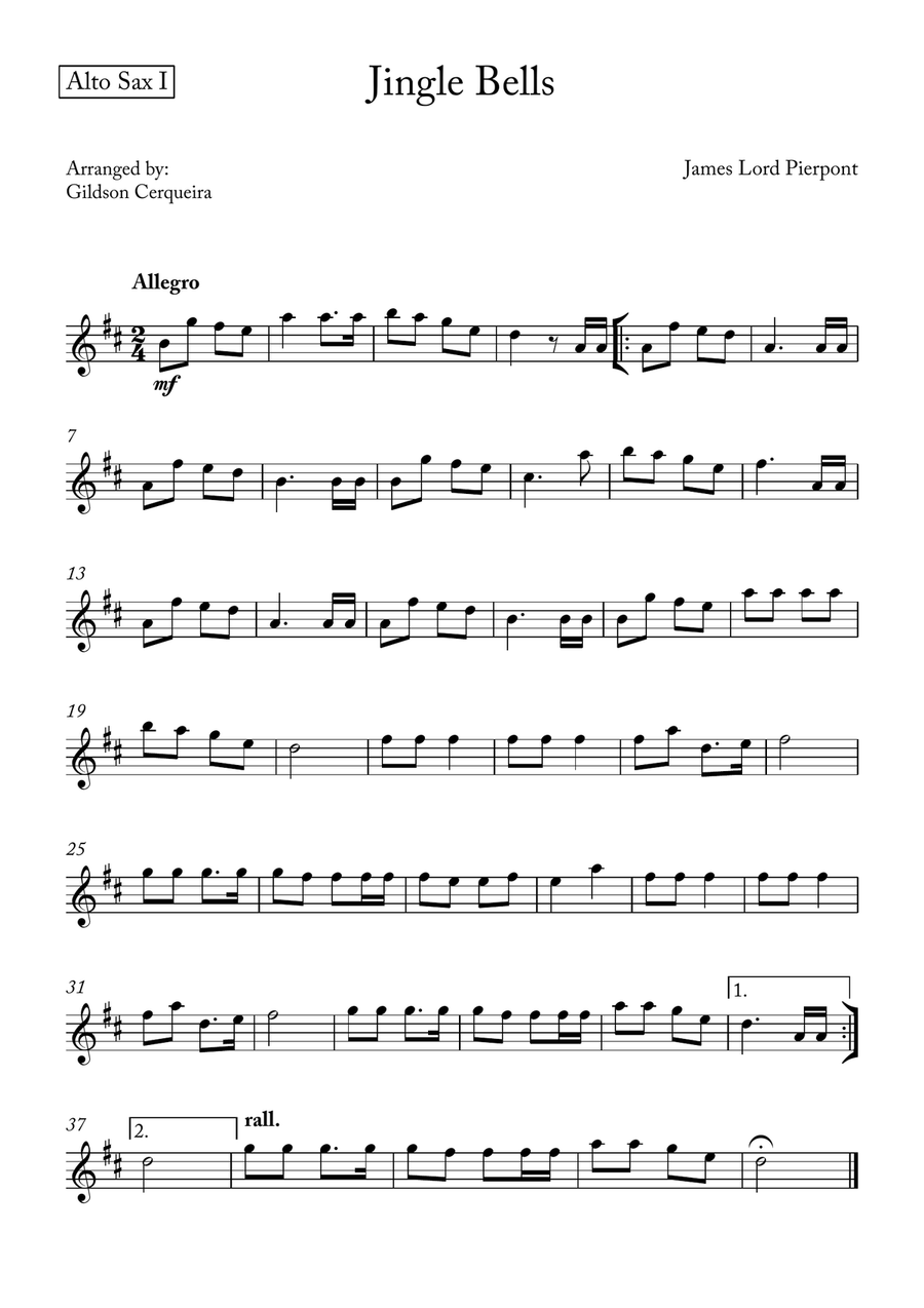Jingle Bells Saxophone Quartet scores gallery preview page 6