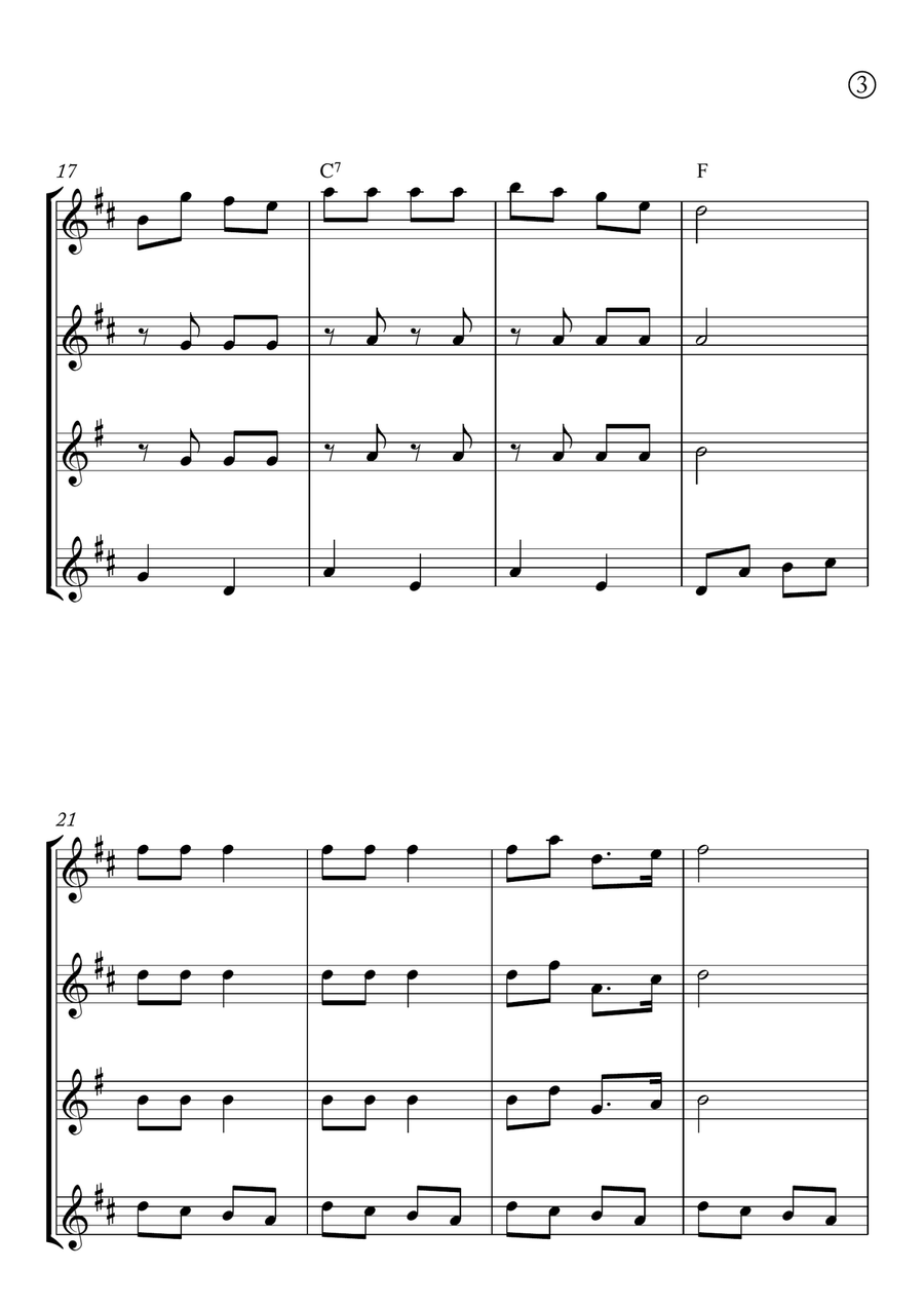 Jingle Bells Saxophone Quartet scores gallery preview page 3