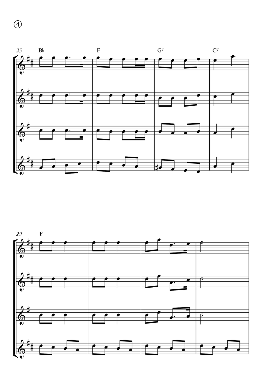Jingle Bells Saxophone Quartet scores gallery preview page 4
