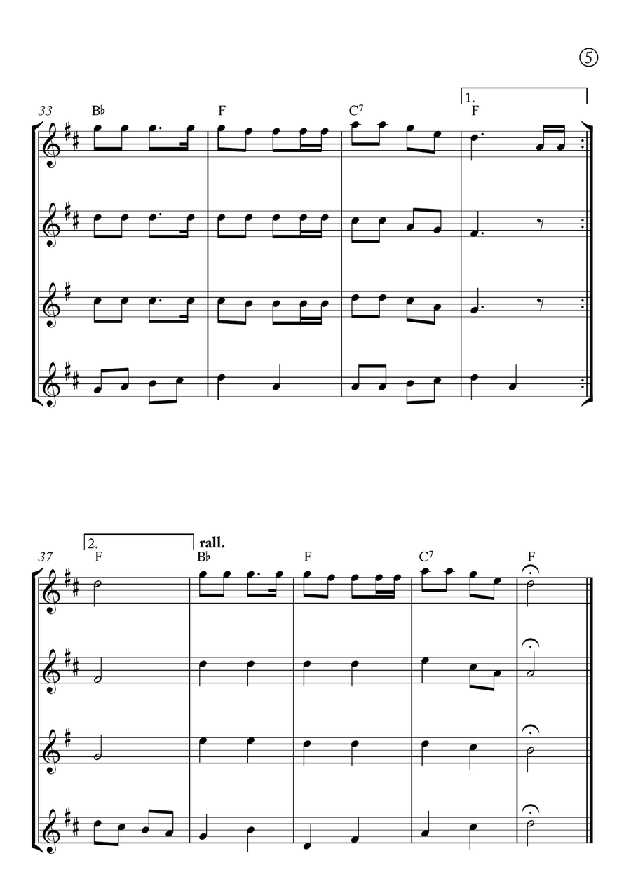 Jingle Bells Saxophone Quartet scores gallery preview page 5