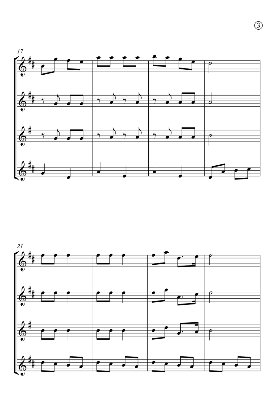 Jingle Bells Saxophone Quartet scores gallery preview page 3