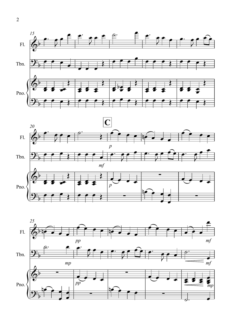 Auld Lang Syne for Flute and Trombone Duet Flute scores gallery preview page 2
