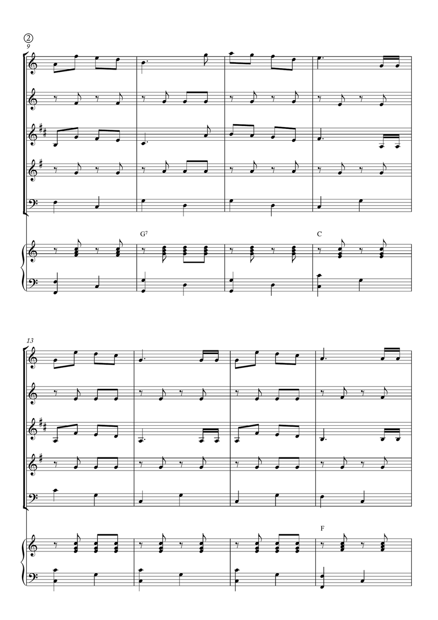 Jingle Bells Woodwind Quintet scores gallery preview page 2