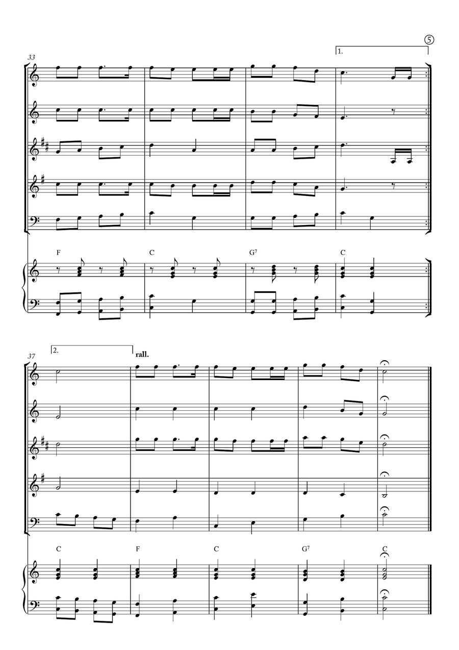 Jingle Bells Woodwind Quintet scores gallery preview page 5