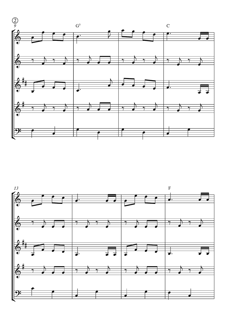 Jingle Bells Woodwind Quintet scores gallery preview page 2