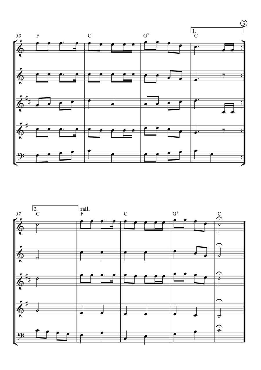 Jingle Bells Woodwind Quintet scores gallery preview page 5