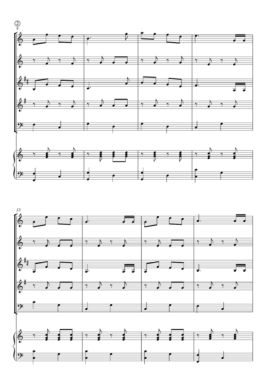 Jingle Bells Woodwind Quintet scores gallery preview page 2