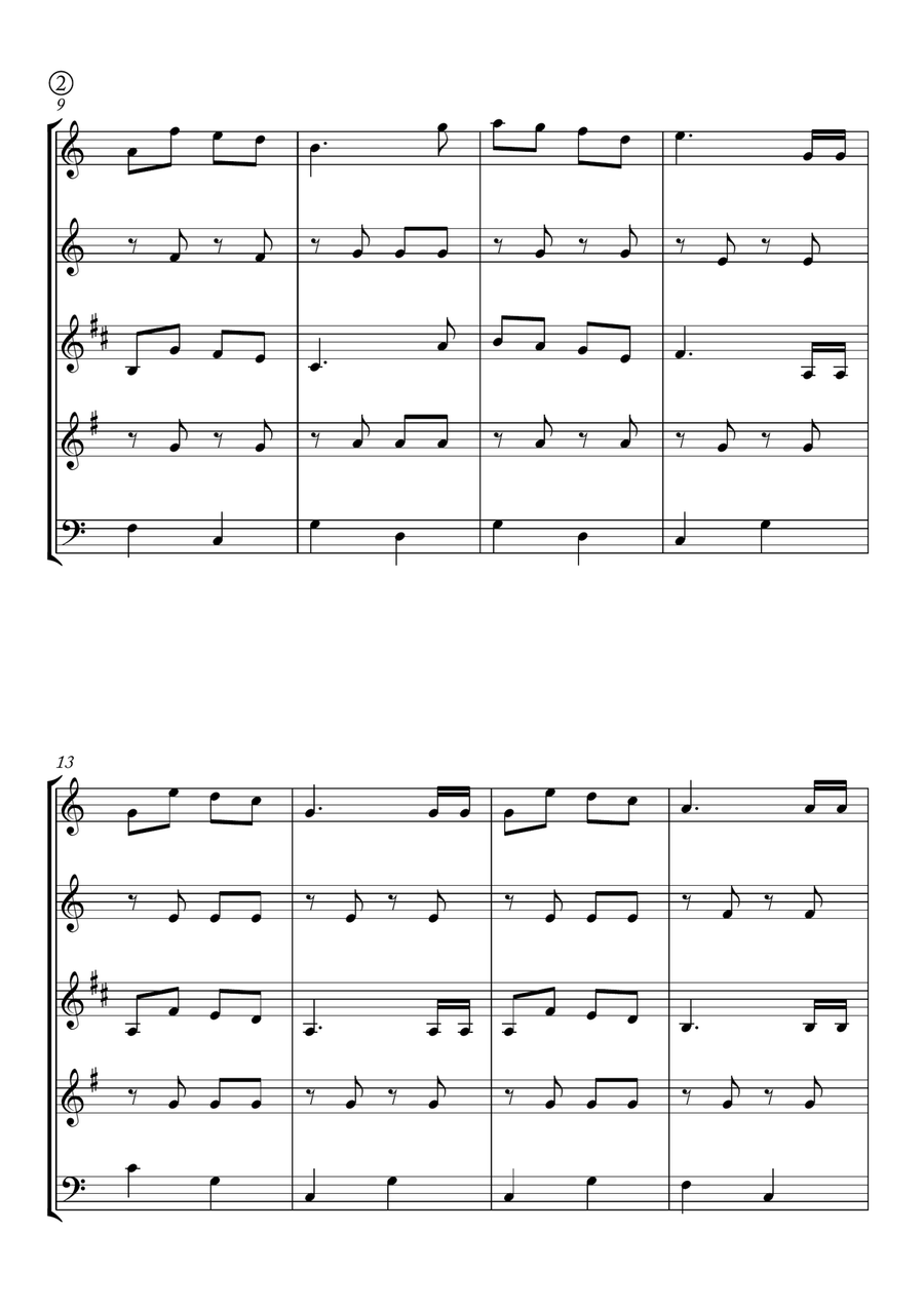 Jingle Bells Woodwind Quintet scores gallery preview page 2