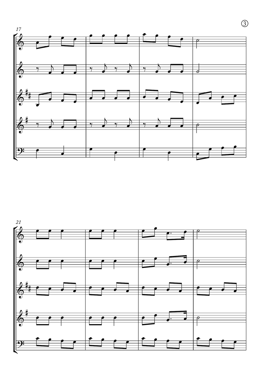 Jingle Bells Woodwind Quintet scores gallery preview page 3